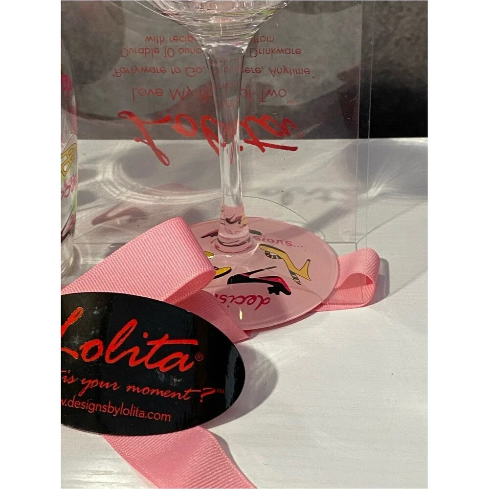 Lolita Decisions Acrylic Wine Glasses Set of 2 Love My Party of Two New⁠